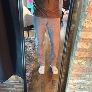 Gray stripe patterned AG pants